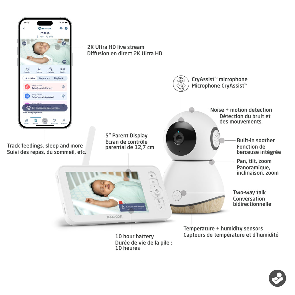 Iora Bedside Bassinet Sleep Approved + See Pro 360° Baby Monitor