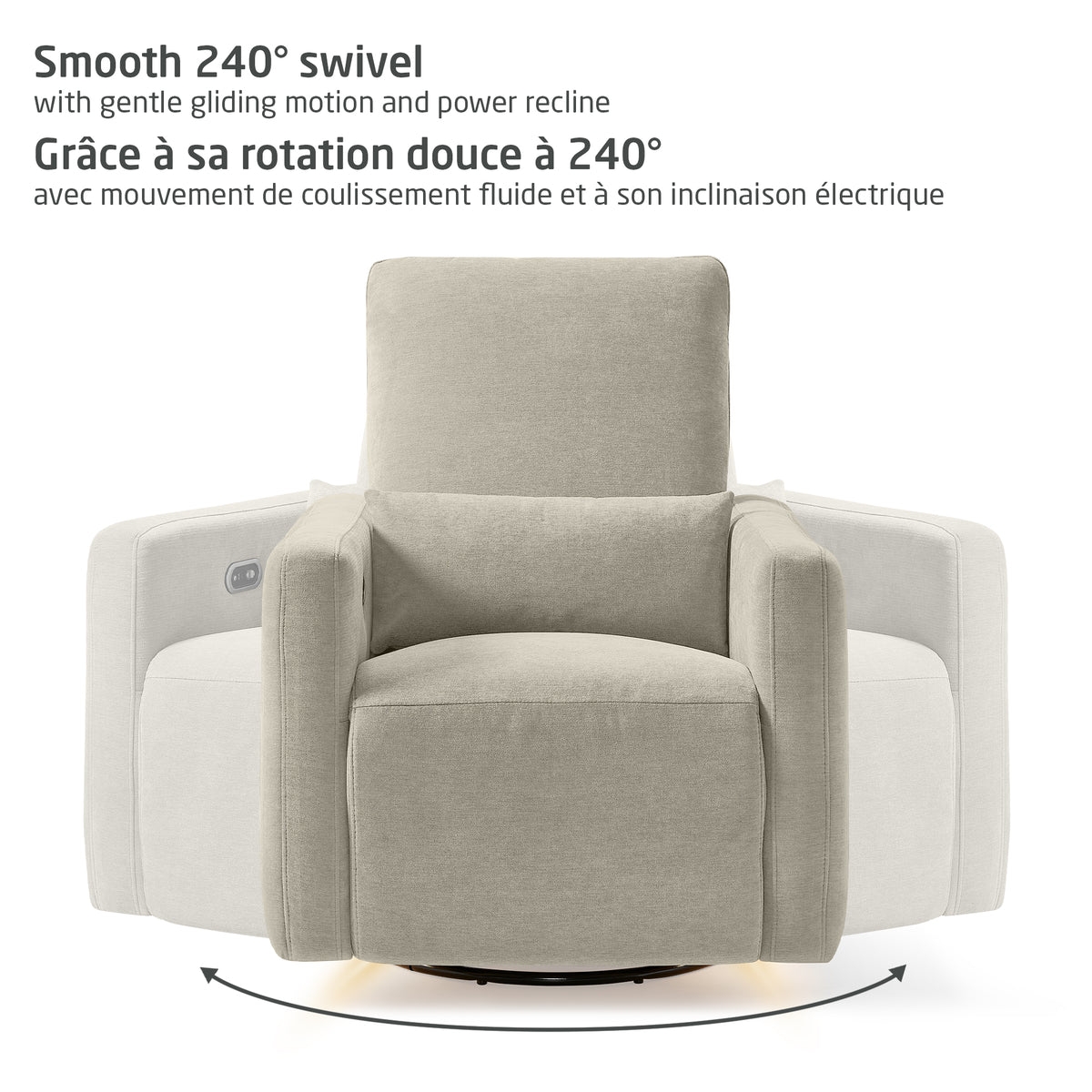 Fauteuil pivotant, coulissant et inclinable Dorian avec veilleuse 
