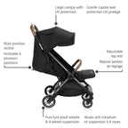 Eva stroller with features highlighted on a white background.