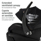 Extended ventilated canopy providing sun protection and increased airflow for a breezy, comfortable environment.