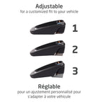 Side-by-side comparison showing the 3 adjustable base height positions engineered to deliver a customized, level fit in cars, SUVs, and minivans.